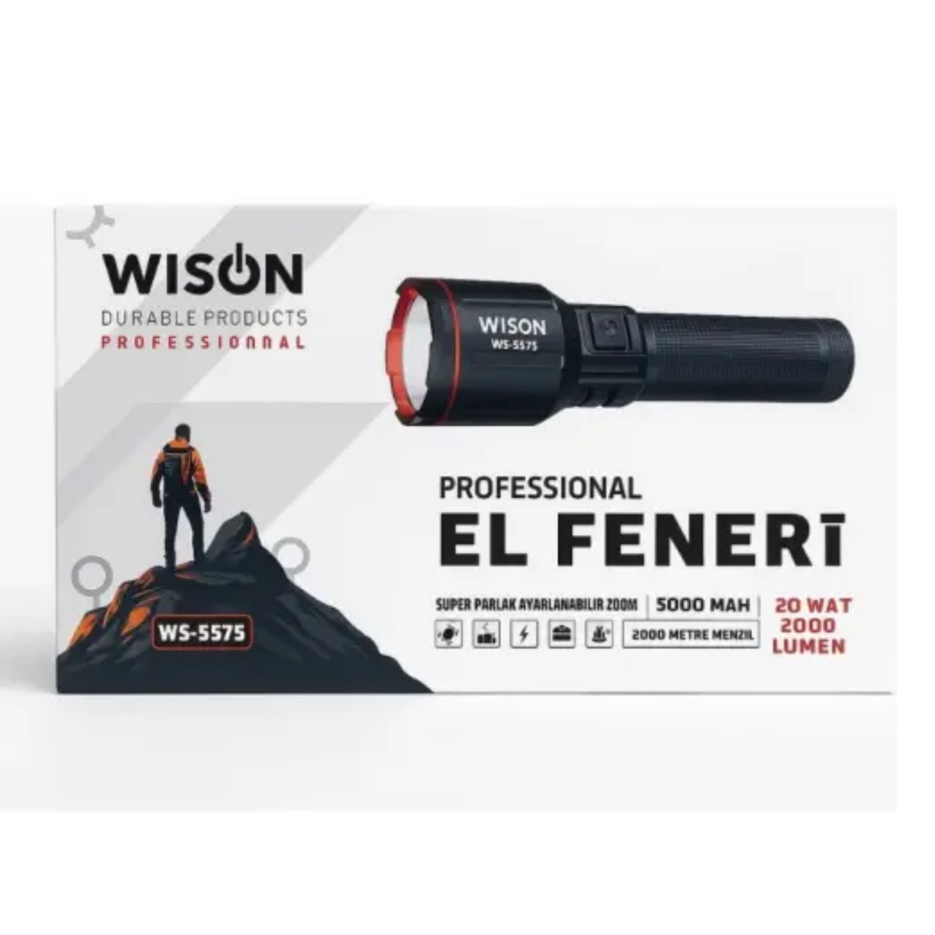 Wison WS-5575 El Feneri & Şarjlı 5000mah 20W*30x2