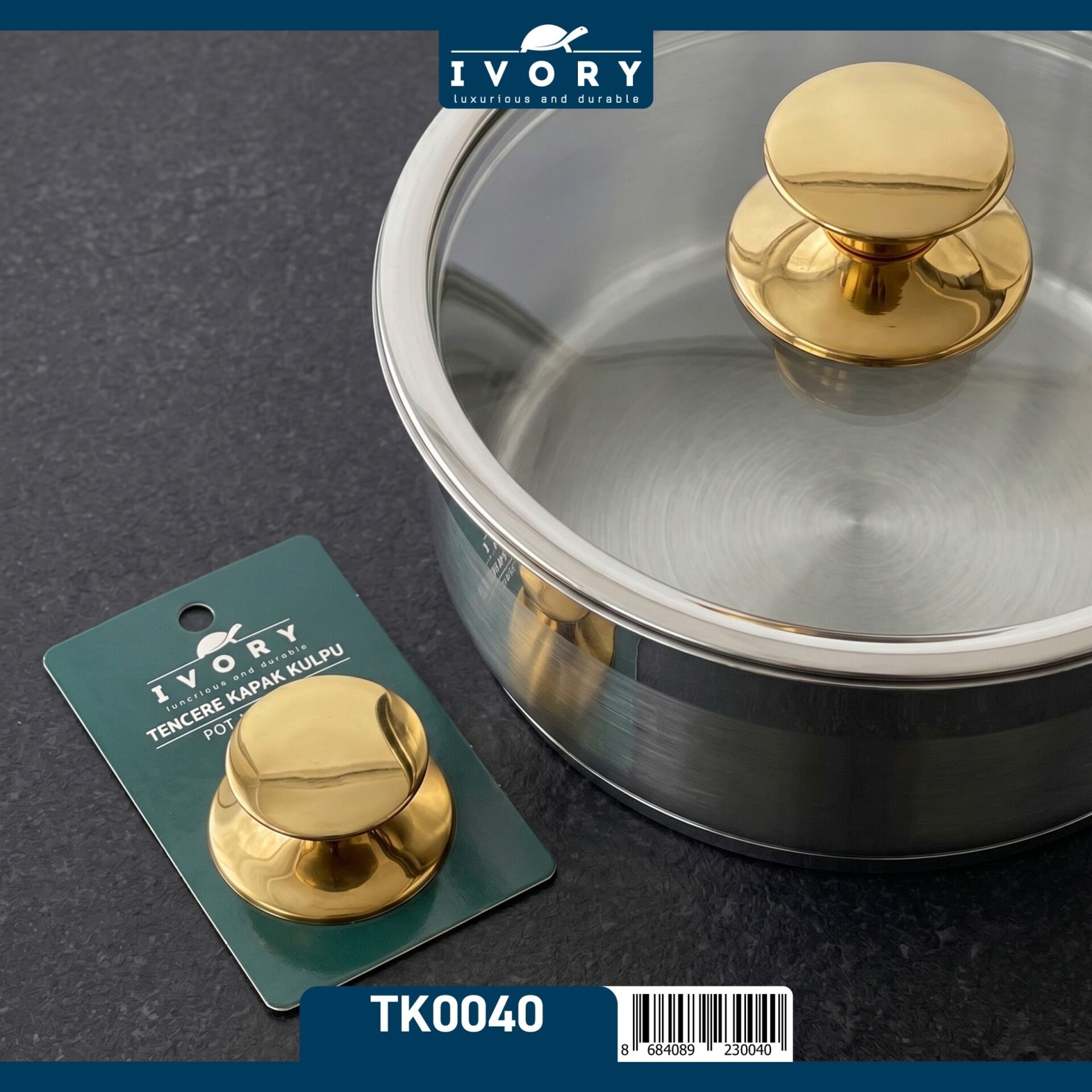 Ivory Tk0040 Tencere Kapak Kulp Gold*12x20