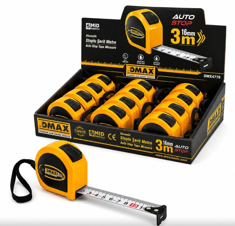 Dmx-4776 Prof Stoplu 3Mx16mm Şerit Metre*12x12