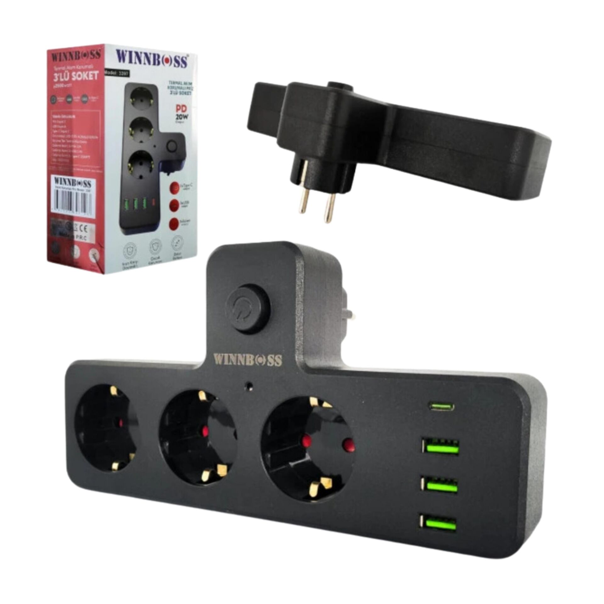 Winnboss Wn-3397 Akım Korumalı Uzatma Kablosu*40