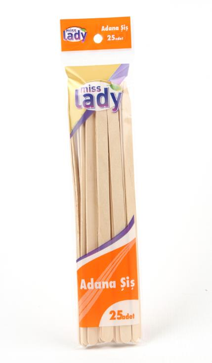 Mıss Lady Ahşap Adana Şiş 25cm 25li*25x6=150