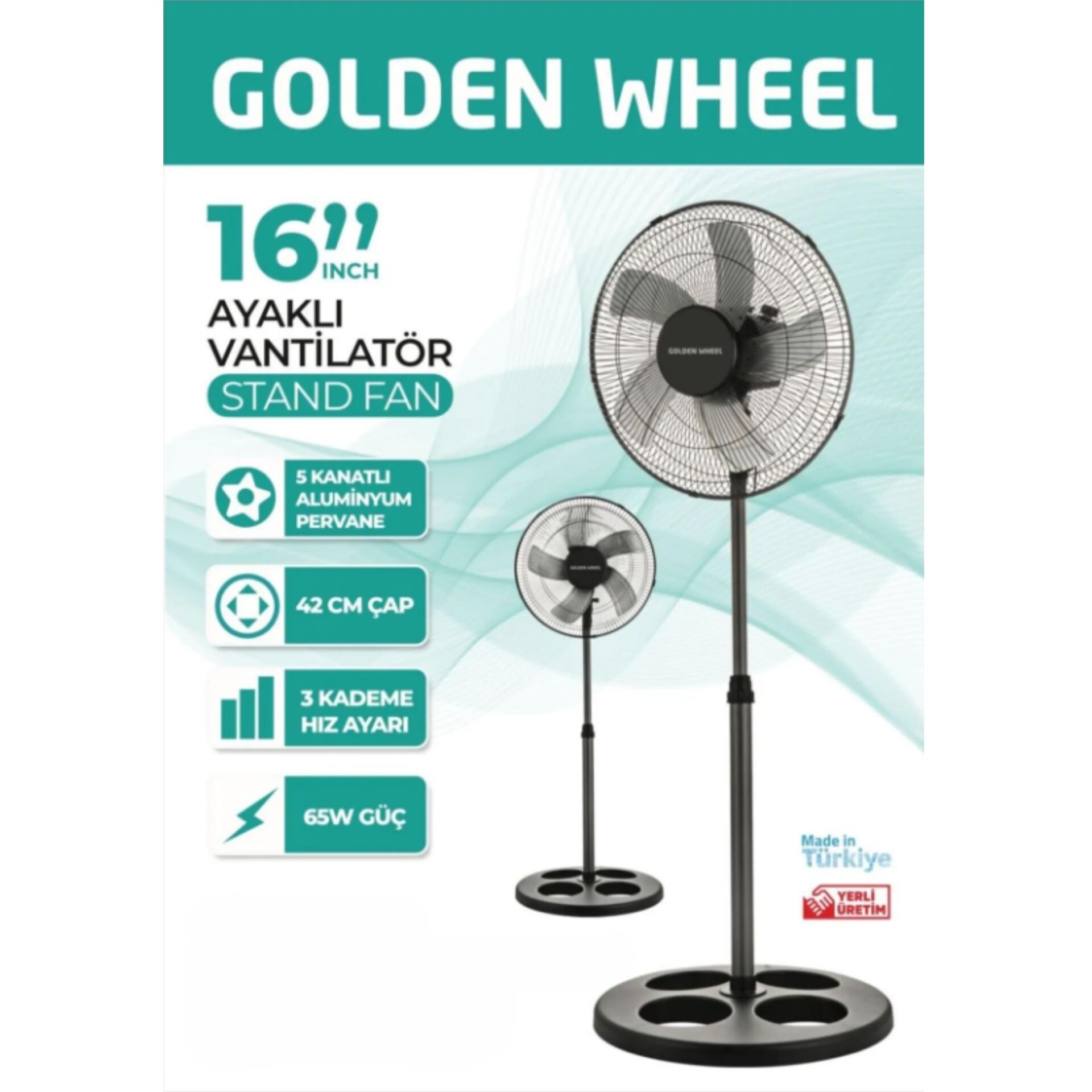 Golden Wheel 42cm 16inç Ayaklı Vantilatör