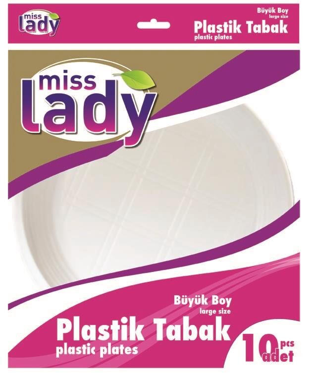 Mıss Lady Plastik Tabak Büyük Boy10lü*100