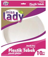 Mıss Lady Plastik Tabak Büyük Boy10lü*100