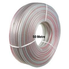 1/2 Silikon 50 mt Kalın Örgülü Şeffaf Su Hortumu