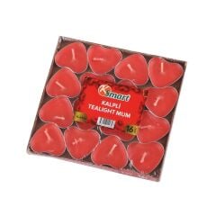 K-4306 Tealight Mum Kalp Kırmızı 16 lı*120