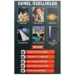 Powerdex PD-3535 Çift Işıklı Kamp Feneri