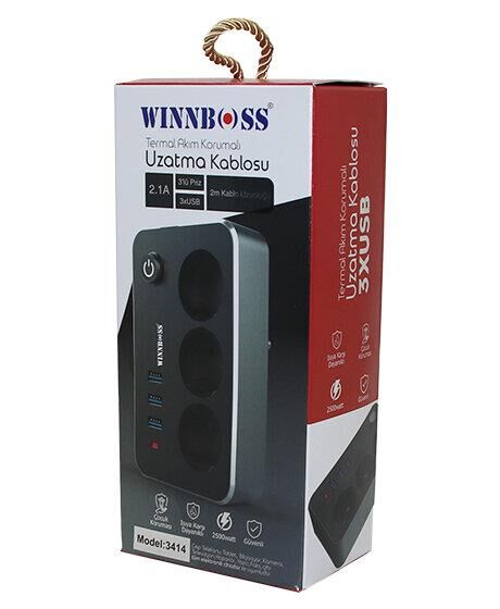 Winnboss Wn-3414 Akım Korumalı Uzatma Kablosu*40