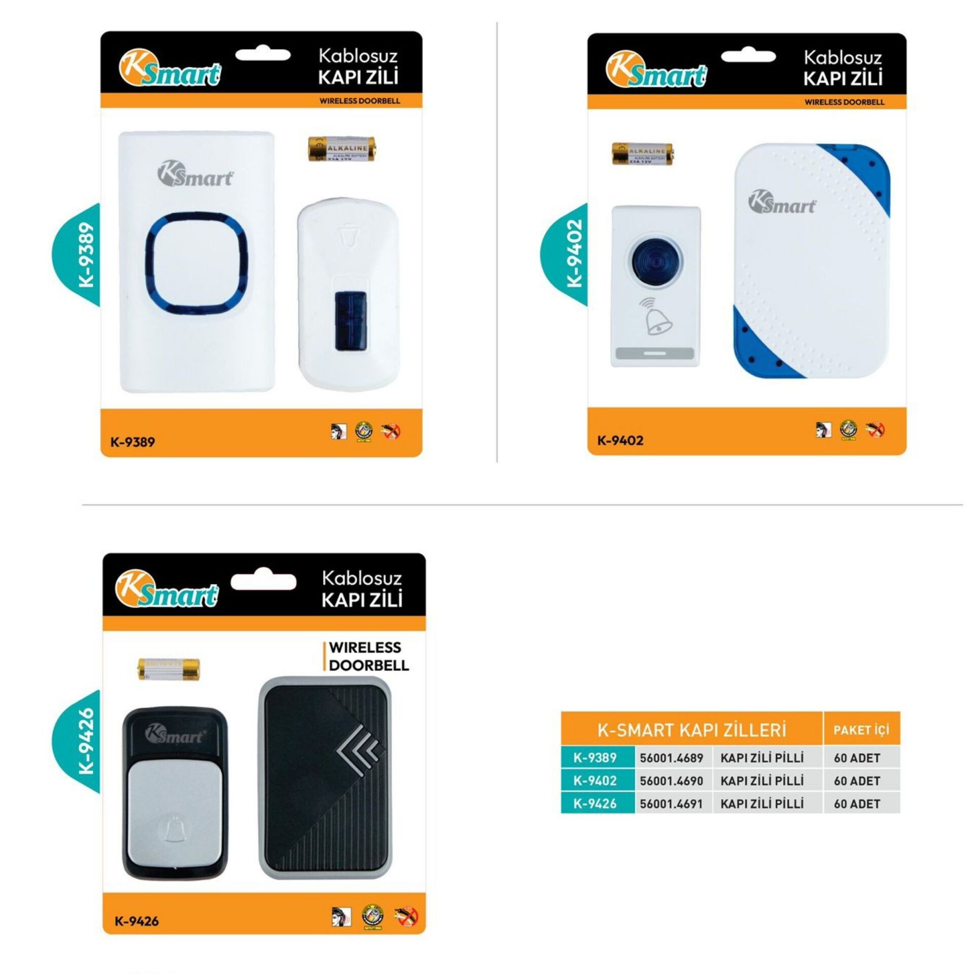 K-9389/9402/9426 Bella House Kapı Zili Pilli*60