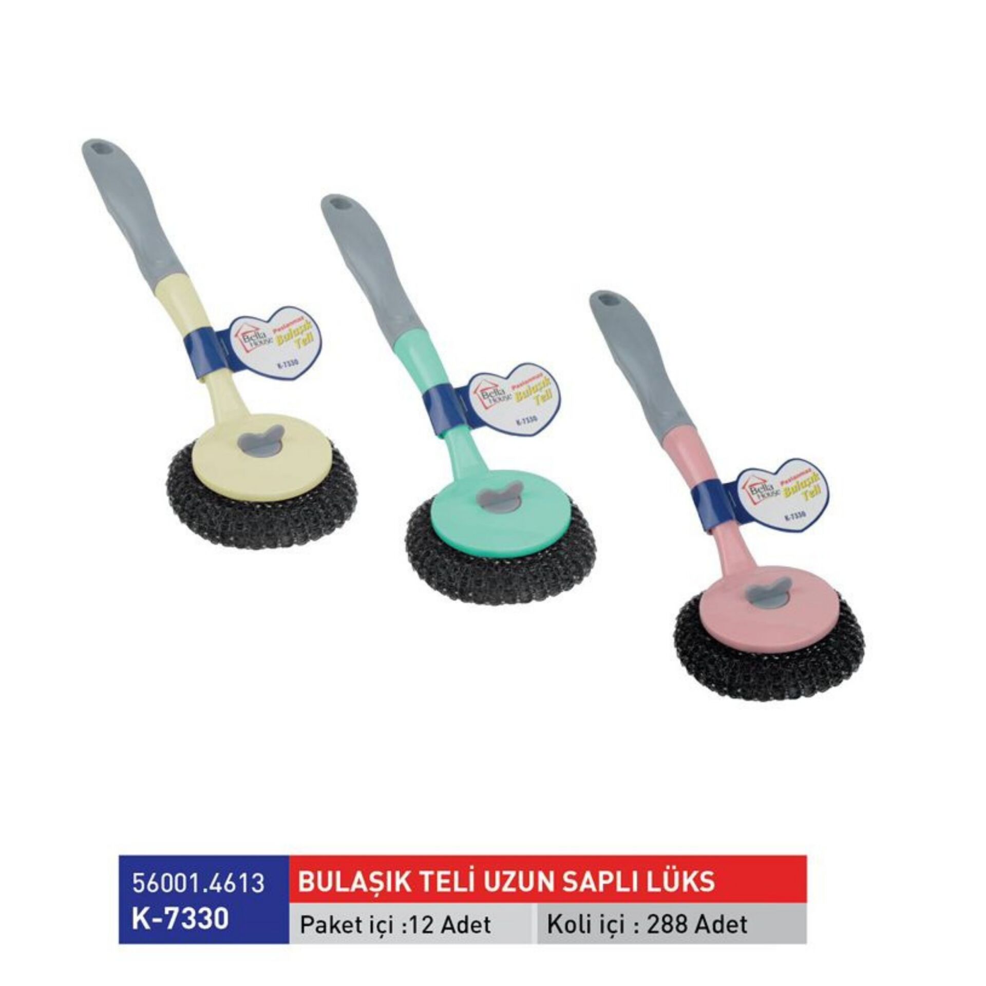 K-7330 Bulaşık Teli Uzun Saplı Lüks*12x24