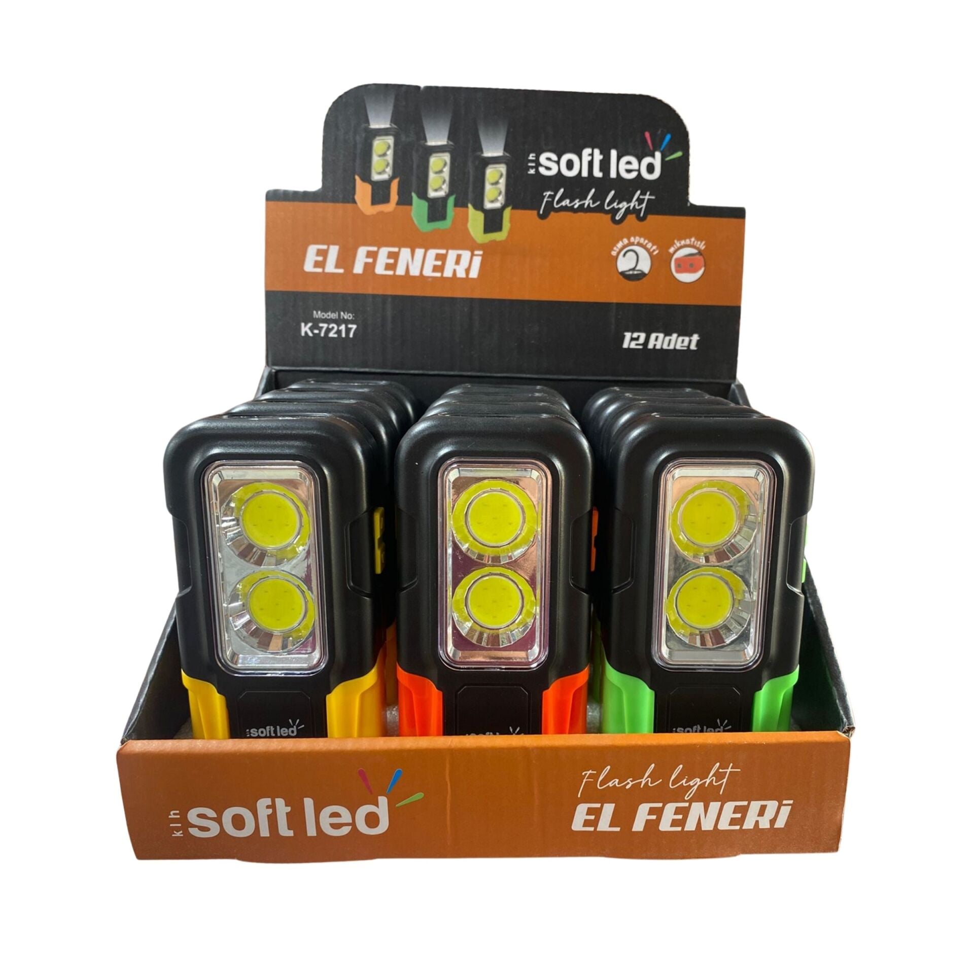 K-7217 Soft Led Pilli Mıknatıslı El Feneri*12