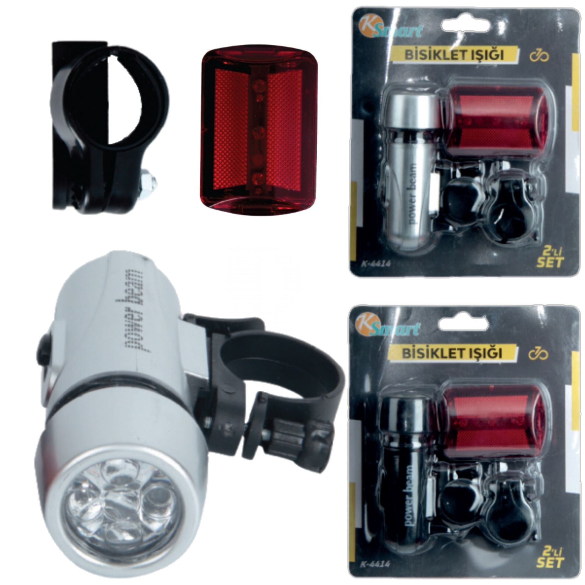 K-4414 Bisiklet Işığı Ön Arka Set*30x4