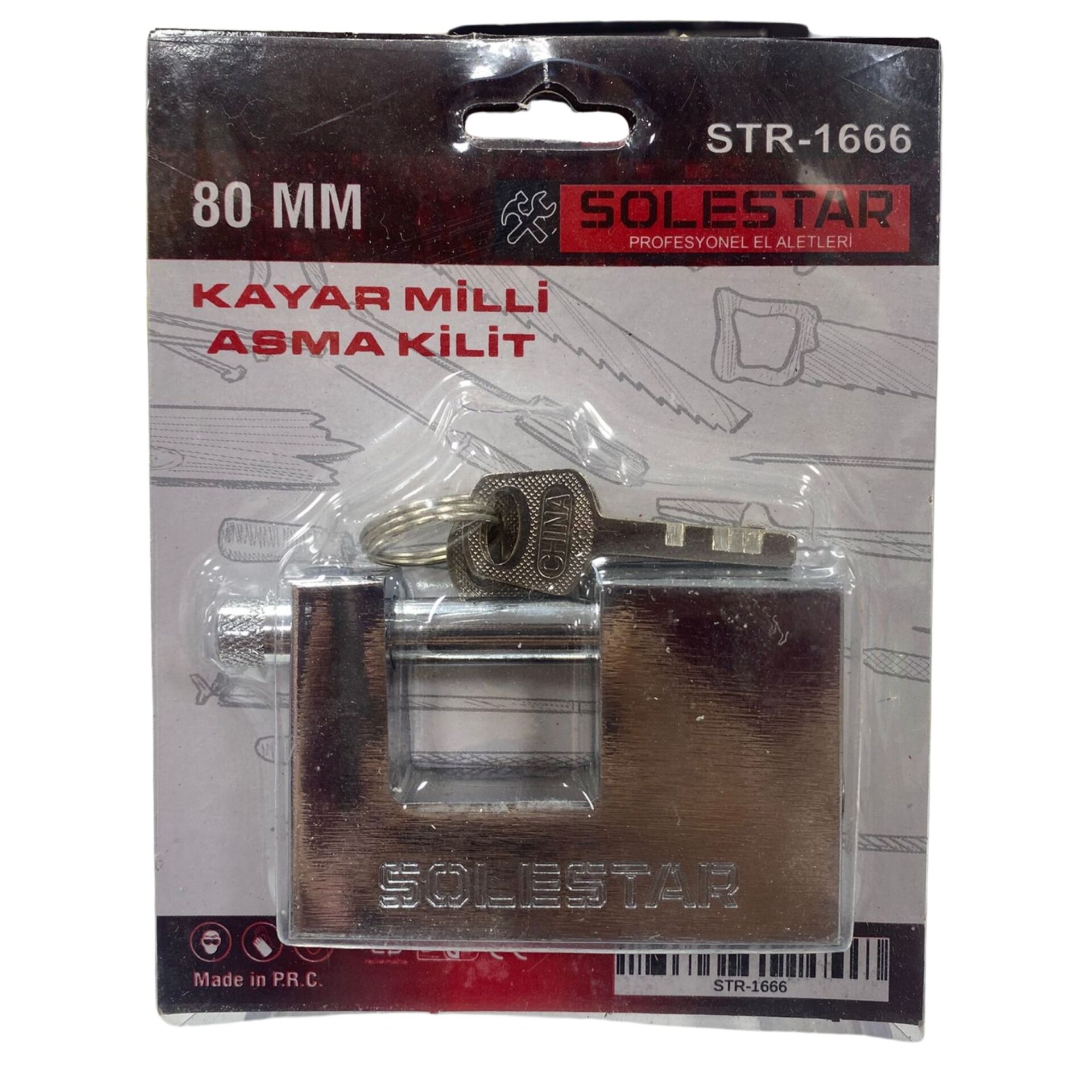 STR-1666 Yassı Çelik Kilit 80 mm*12x3