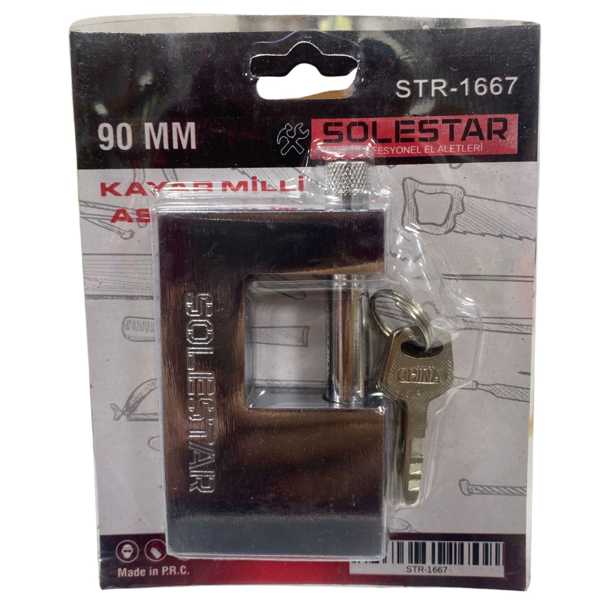STR-1667 Yassı Çelik Kilit 90 mm*12x3