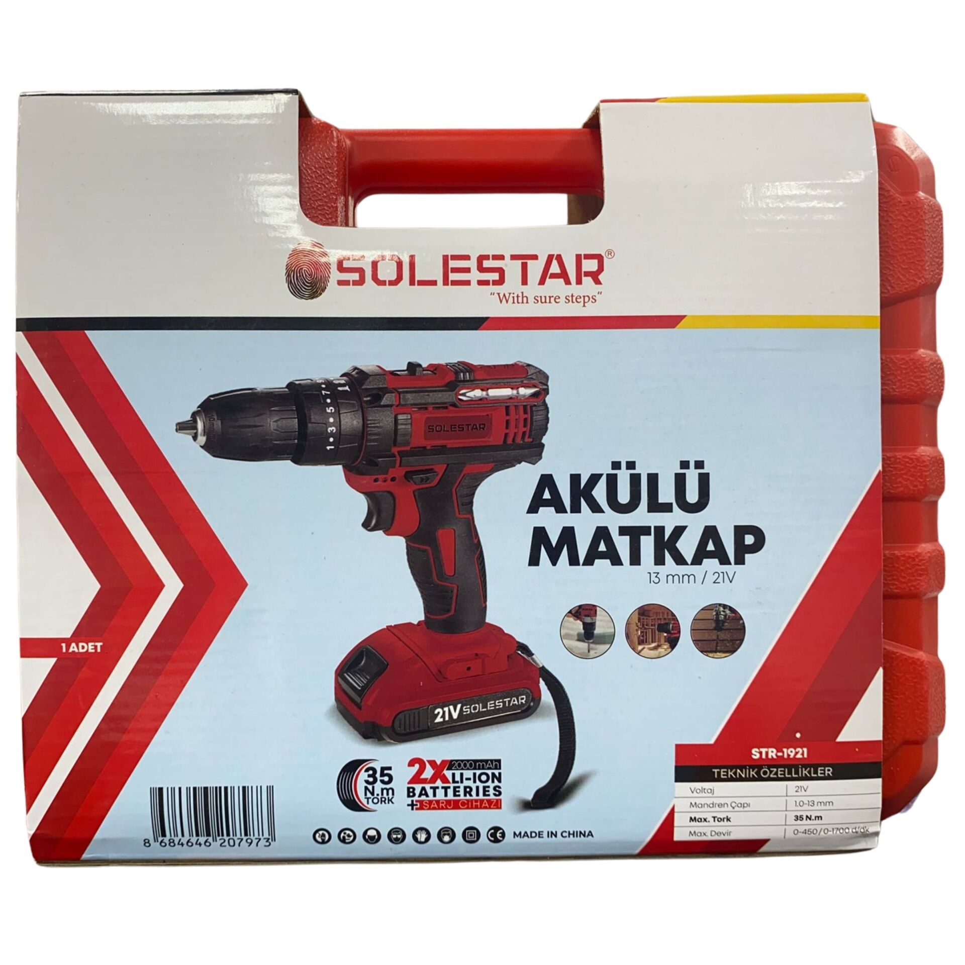 STR-1921 Akülü Matkap 13mm-35N.m 1x1500Mah*10