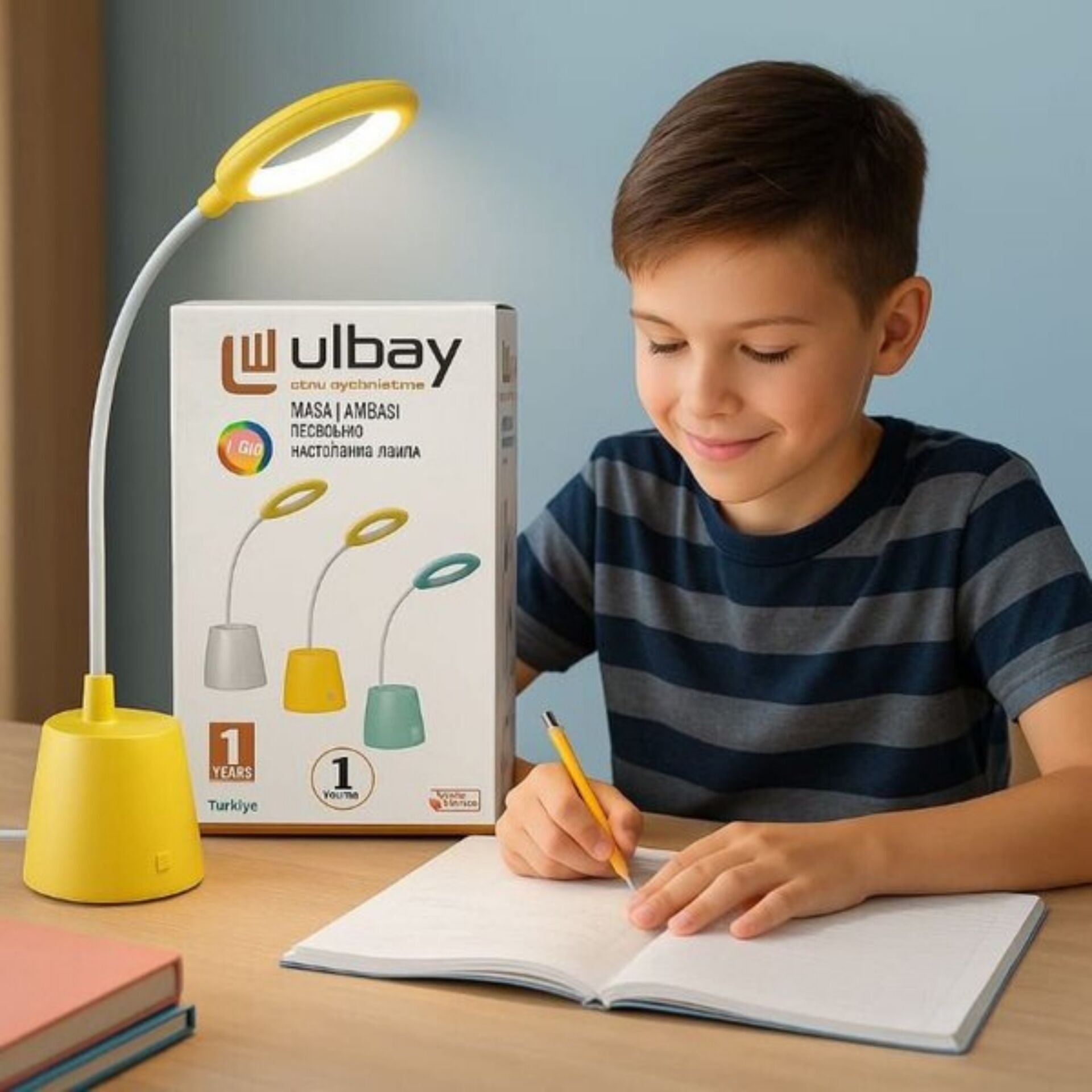 Ulbay Ledli Kalemlikli 5 Renk Masa Lambası*10