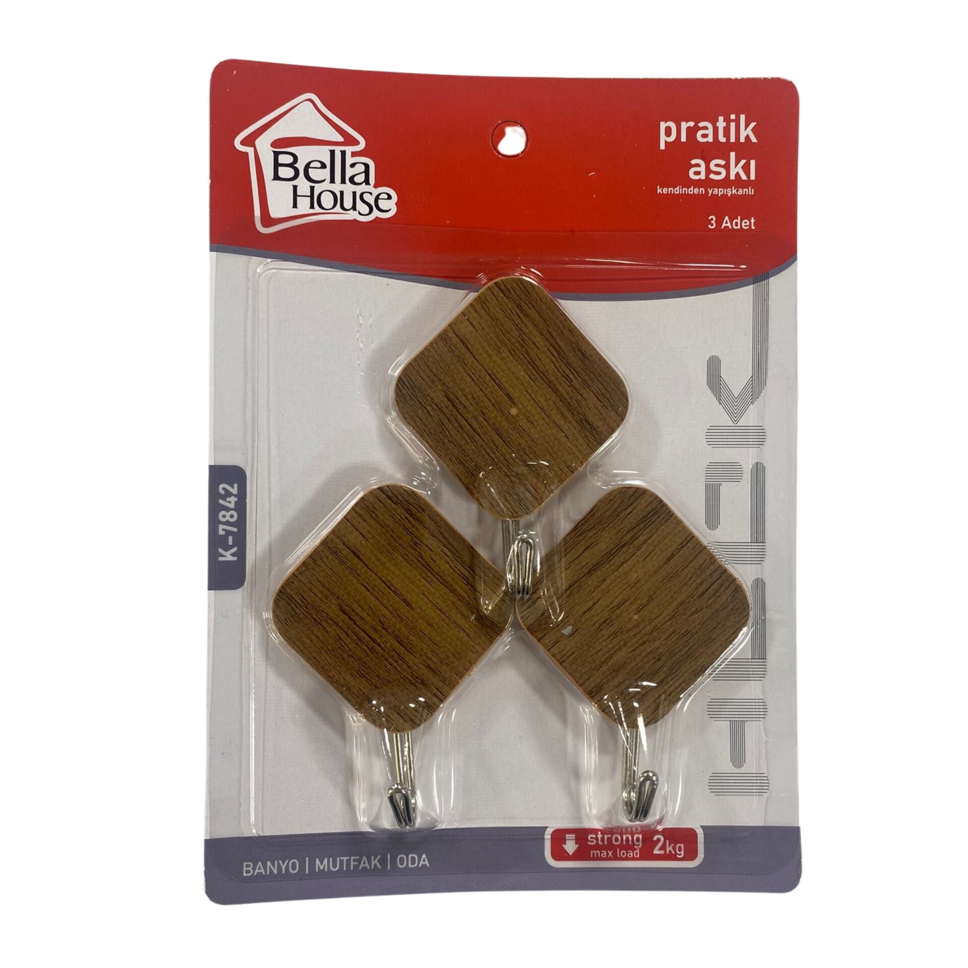 K-7842 Bella House Ahşap Askı 3lü*12x16