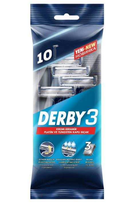 Derby 3 Bıçaklı 10lu Traş Bıçağı*10X8