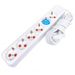 Asel 6 lı 3mt Topraklı Grup Priz*18