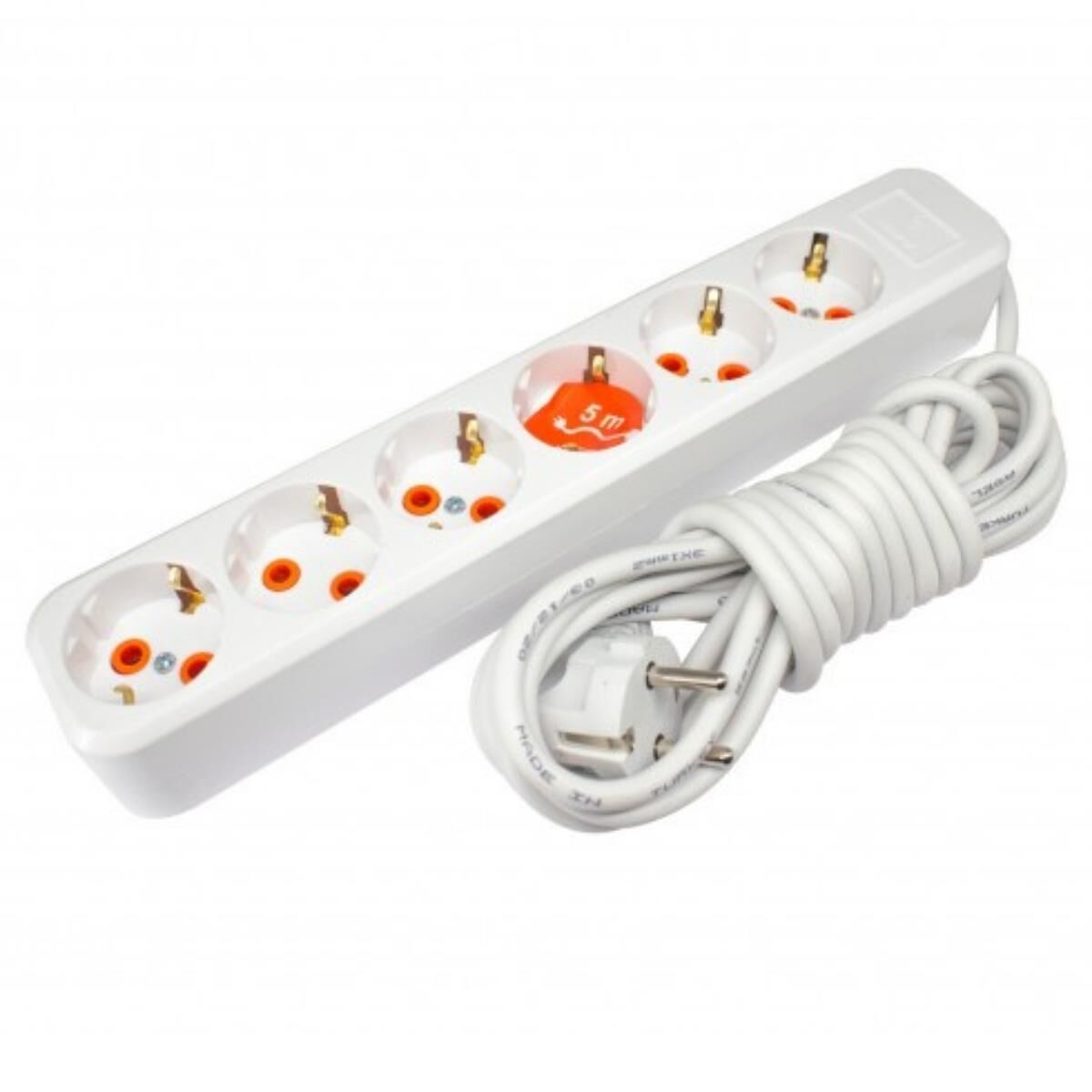 Asel 6 lı 5mt Topraklı Grup Priz*15