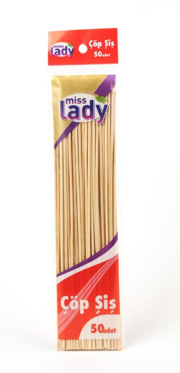 Miss Lady Ahşap Çöp Şiş 25cm 50lı*50x2=100