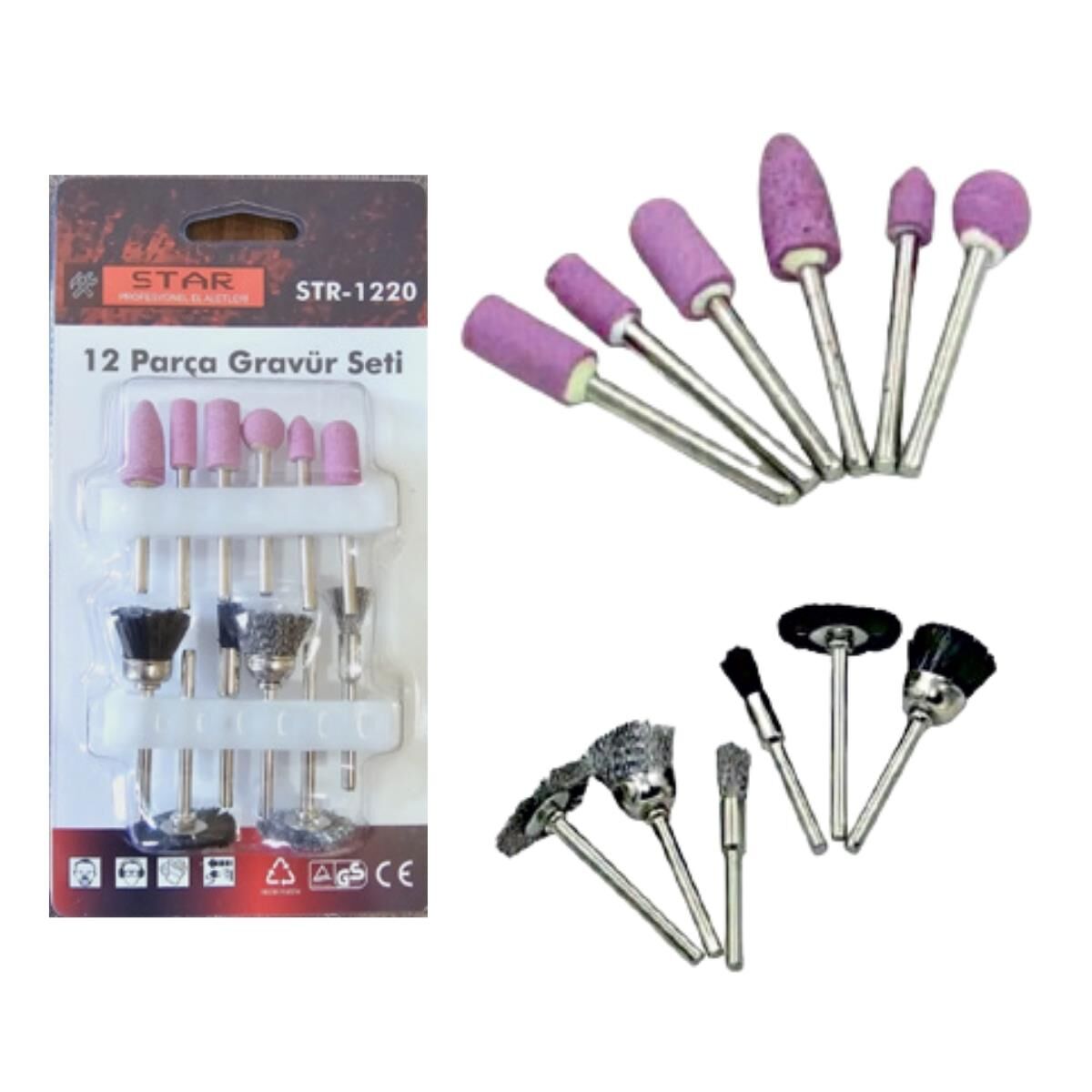 STR-1220 Gravür Set Taş.Tel Fırça P15/12 Prç*25x4