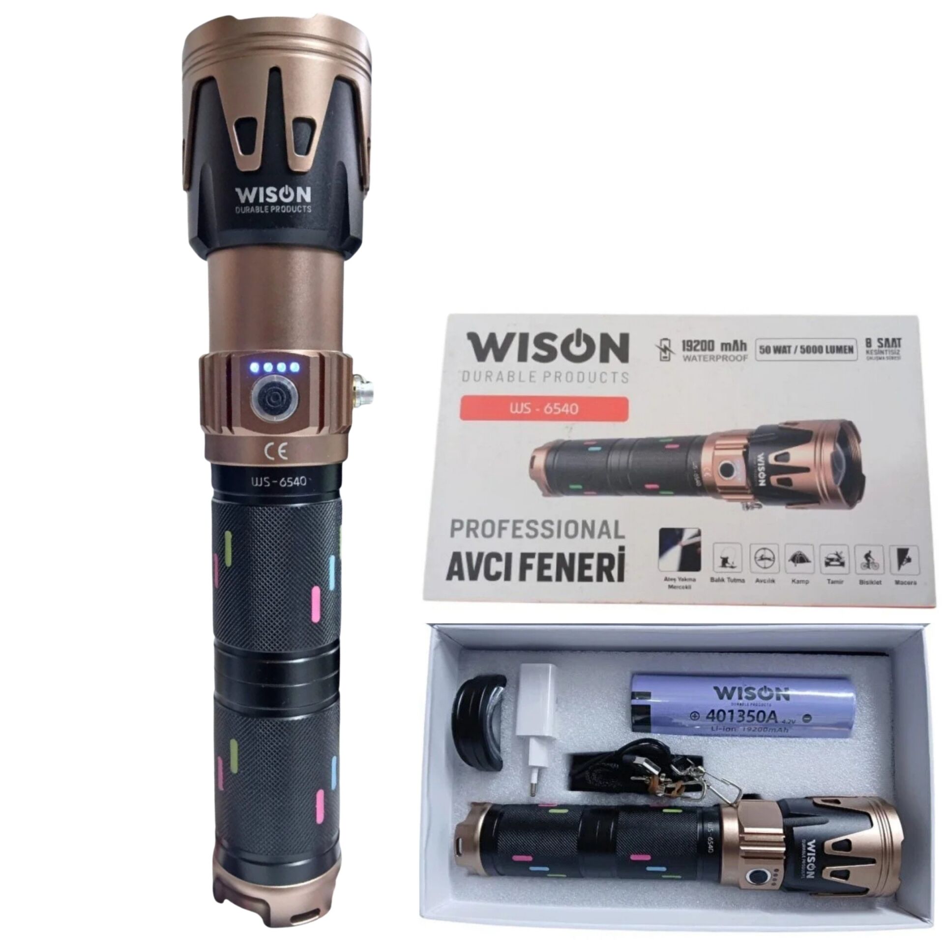 Wison WS-6540 Avcı El Feneri 50 Watt 5000 Lümen