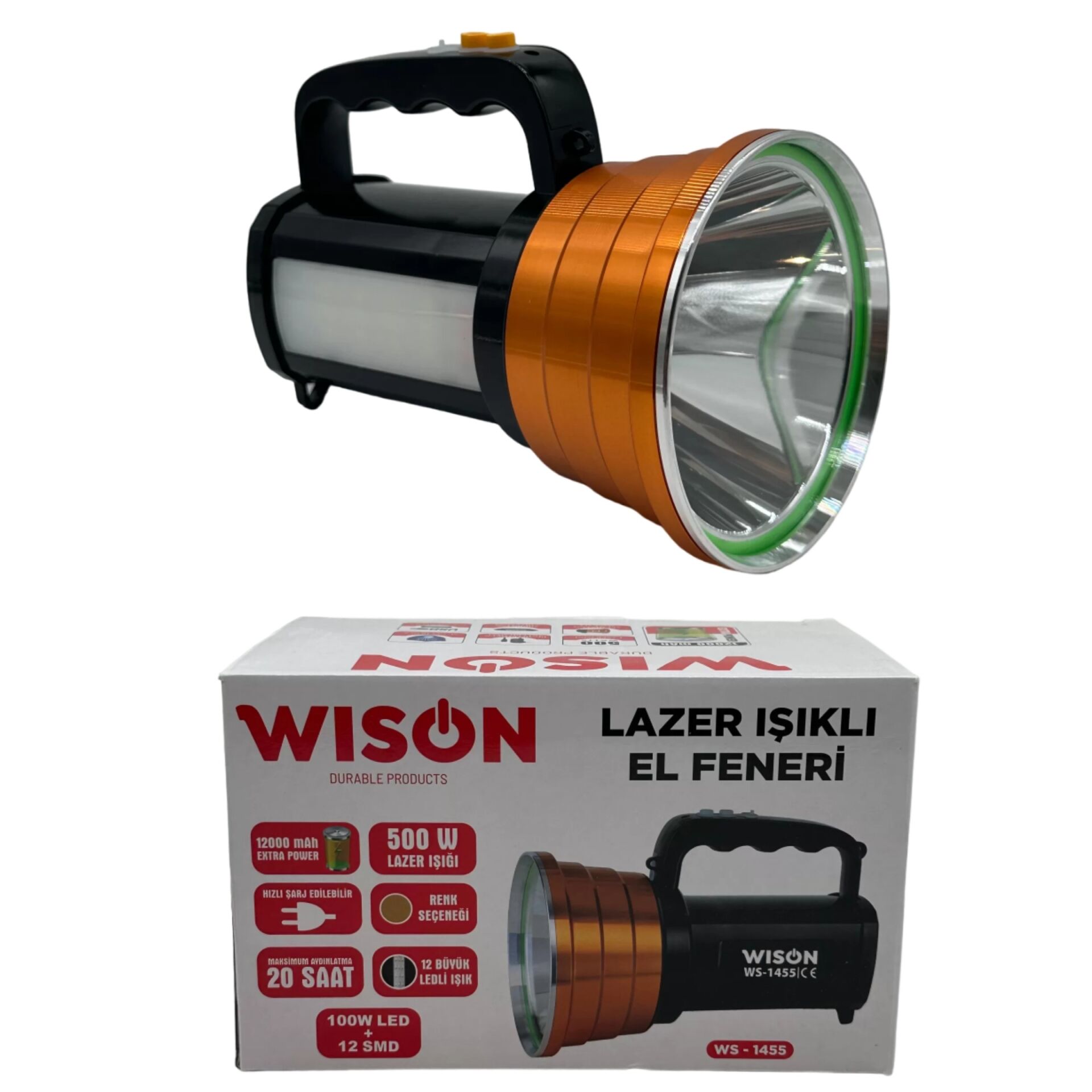 Wison WS-1455 1200mAh Lazer Işıklı El Feneri*24