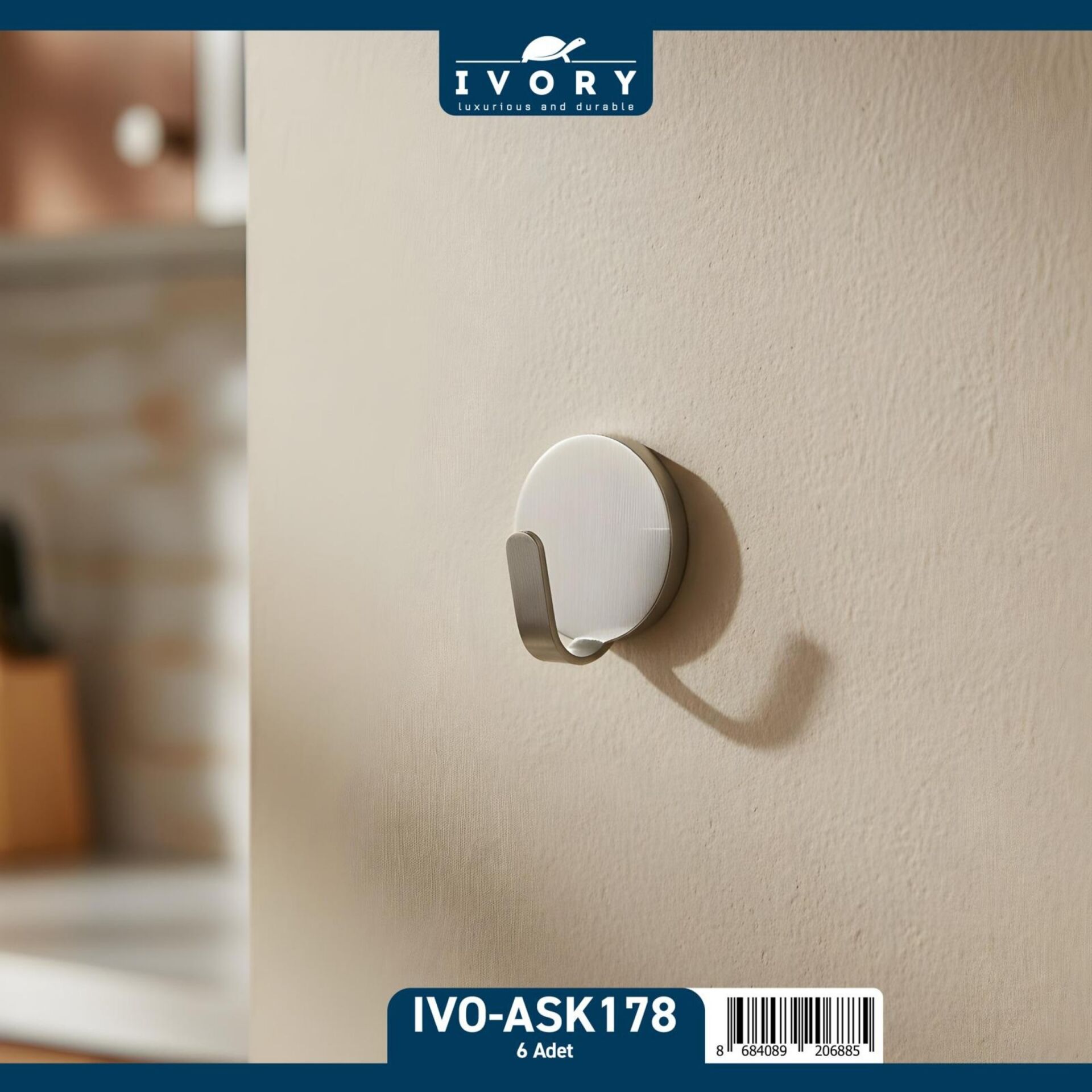 Ivory Ask178 Altılı Metal Yapışkanlı Askı*120x4