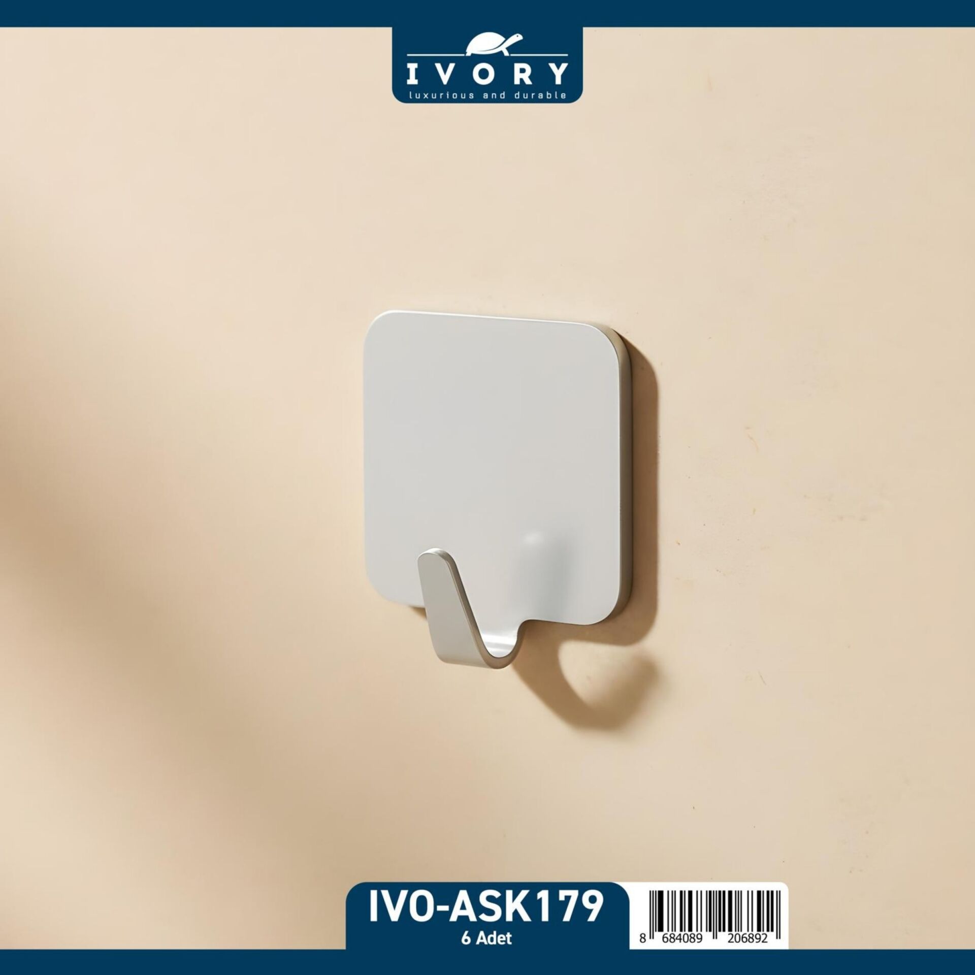 Ivory Ask179 Altılı Metal Yapışkanlı Askı*120x4