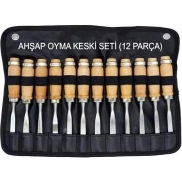 Emg 12 Pcs Çantalı Ahşap Oyma Keski Seti*40