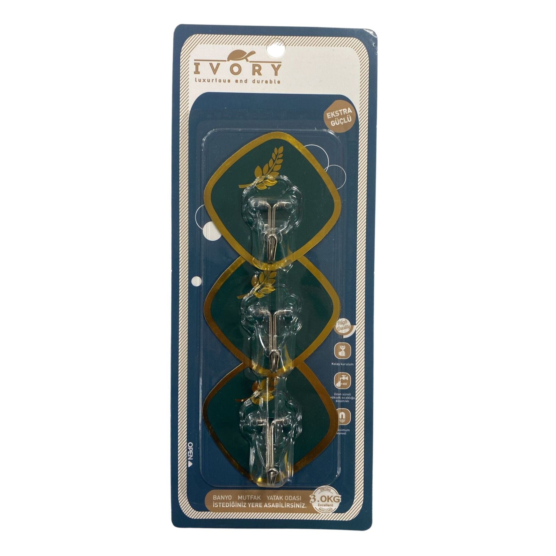 Ivory Ask347 Üçlü Metal Yapışkanlı Askı*360