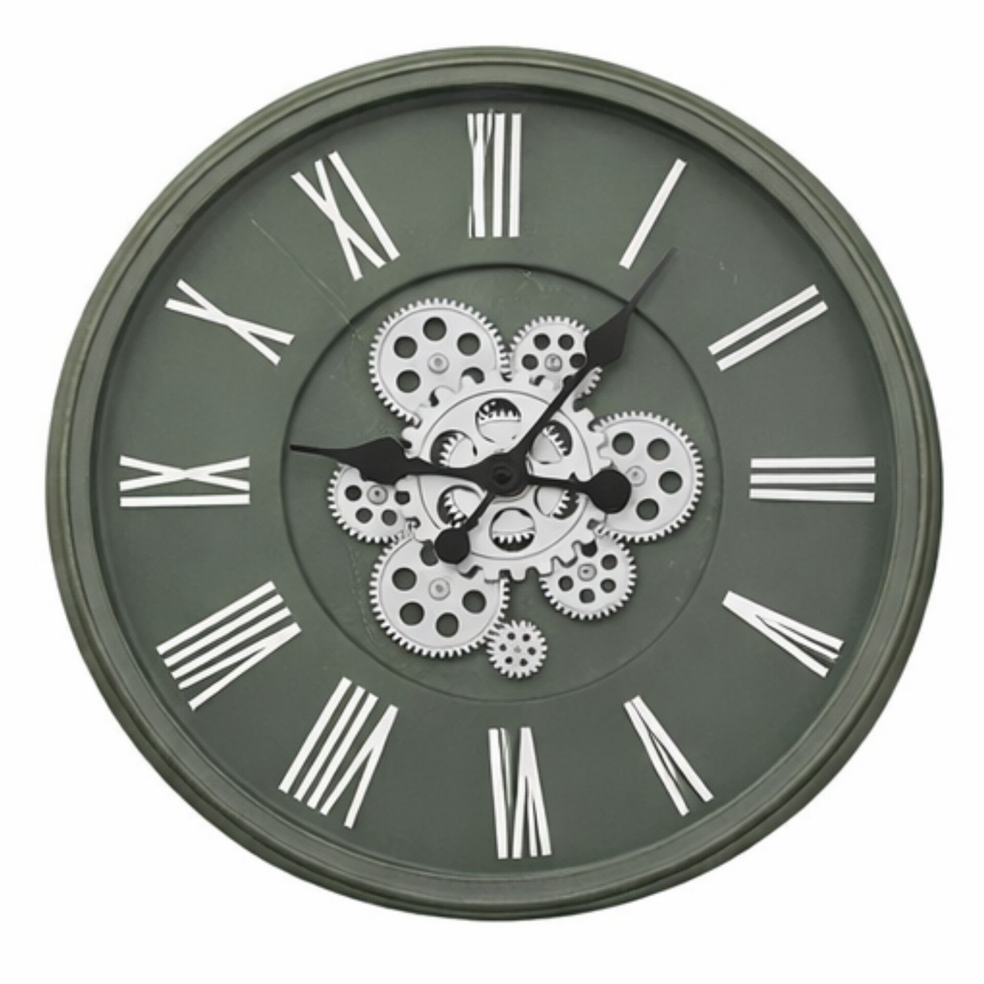 KRD 7451 Çarklı Eskitme Yeşil Duvar Saati 50cm*3