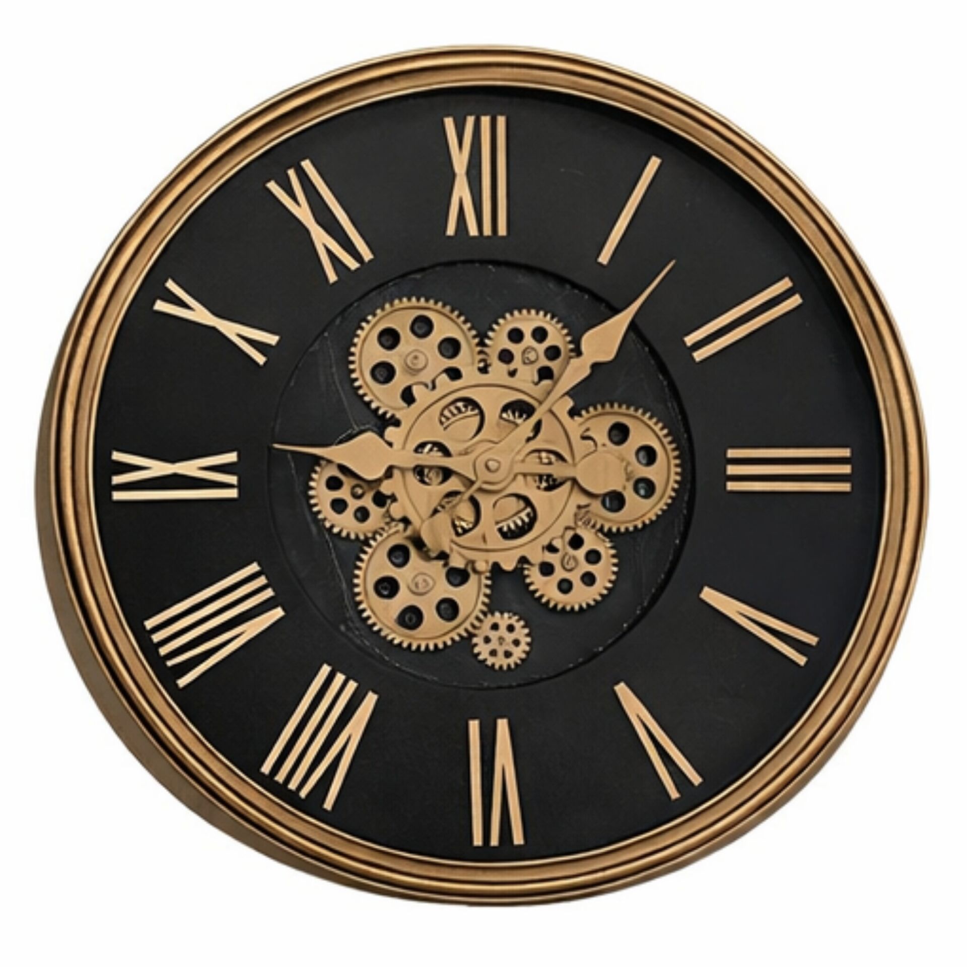 KRD 7451 Çarklı Eskitme Gold Duvar Saati 50cm*3