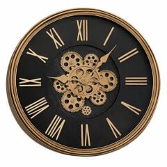 KRD 7451 Çarklı Eskitme Gold Duvar Saati 50cm*3