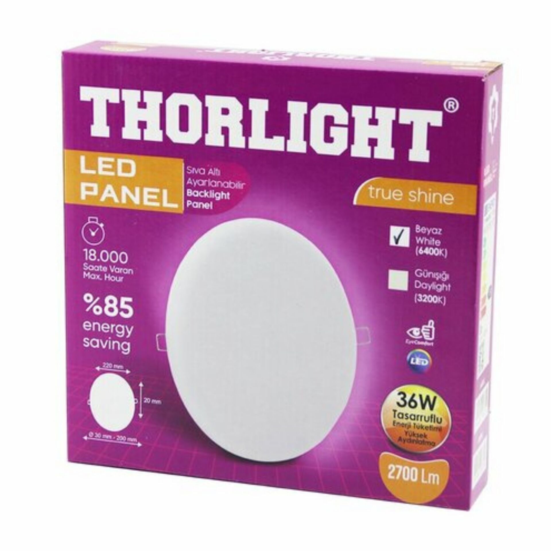 Thorlight 36W Beyaz Ayarlanabilir Led Panel*36