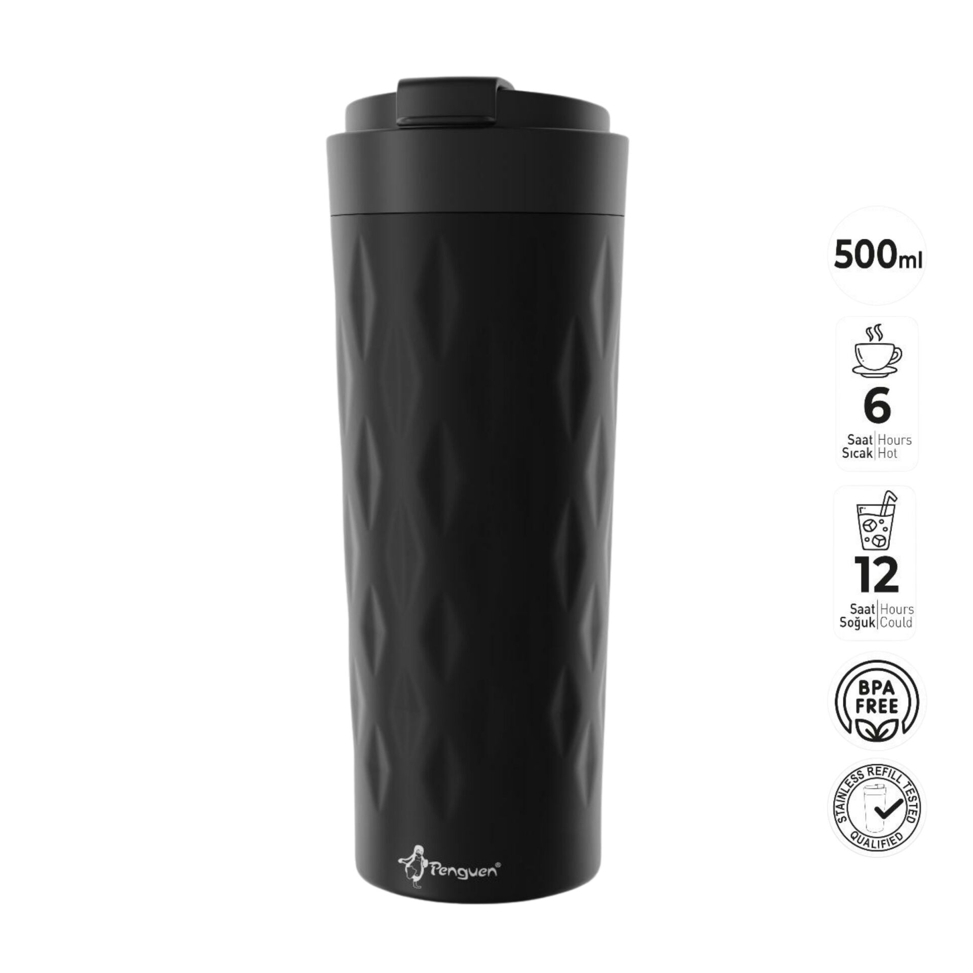 Penguen Png-1167 500ml Desenli Çelik Mug Termos*24