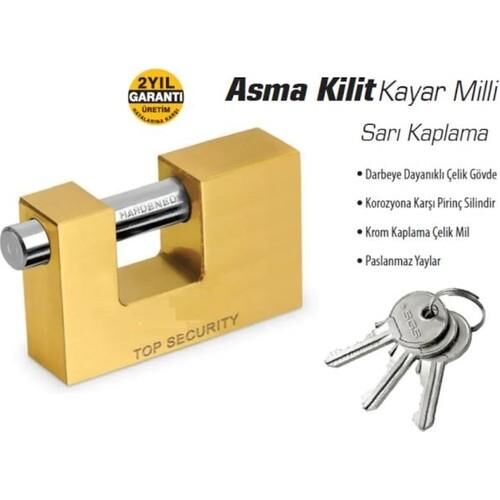 Tuğra 90mm Yandan Milli Asma Kilit*48