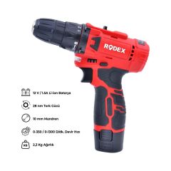 Rodex RDX3322 Akülü Matkap 1.5Ah 28NM 12V2XLion*10