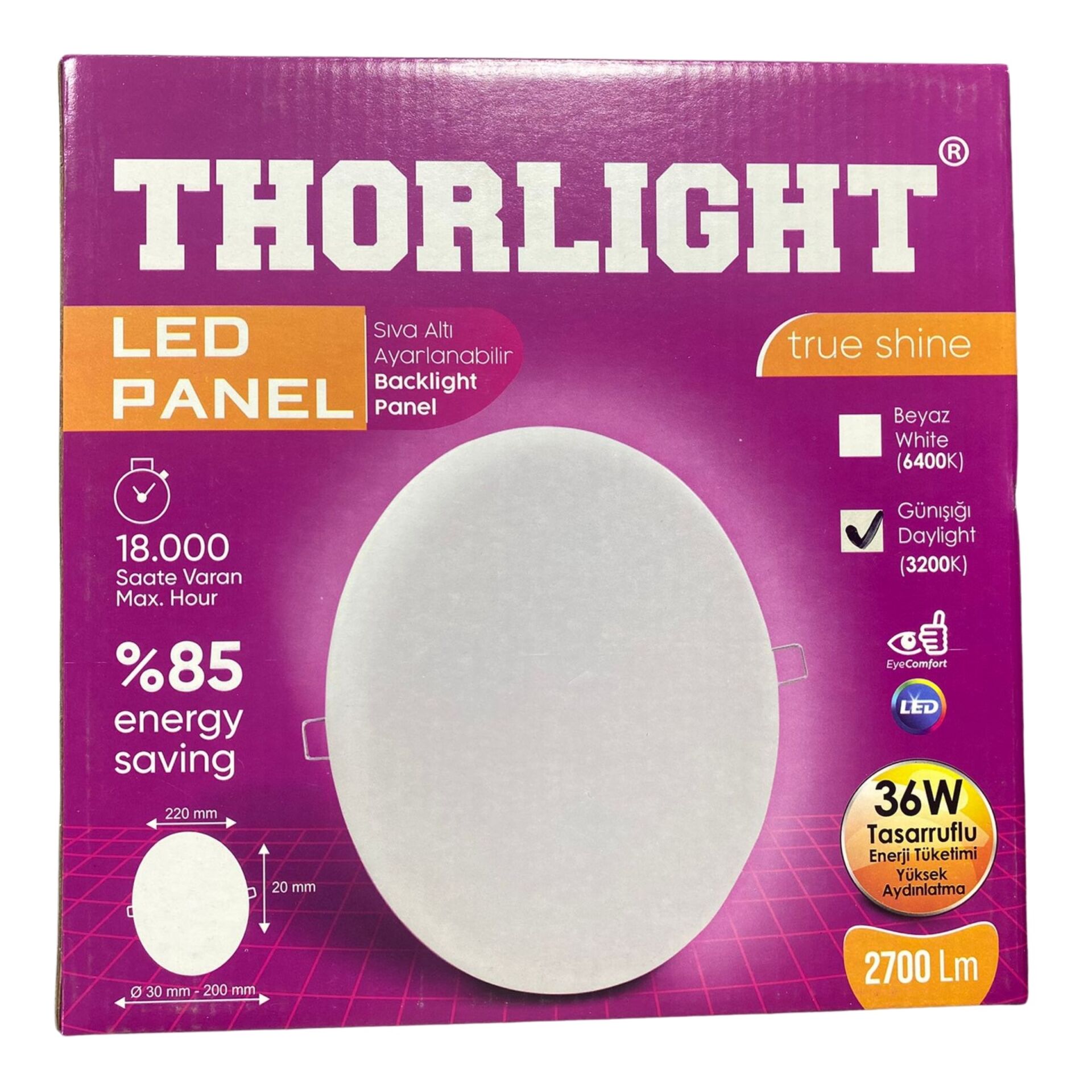Thorlight 36W Günışığı Ayarlanabilir Led Panel*36